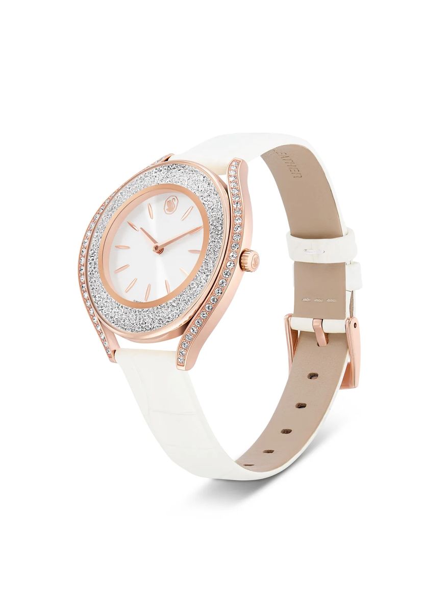 Kristallbesetzte Armbanduhr in Roségold