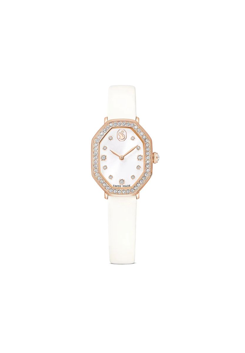 Elegante achteckige Armbanduhr mit Kristallen