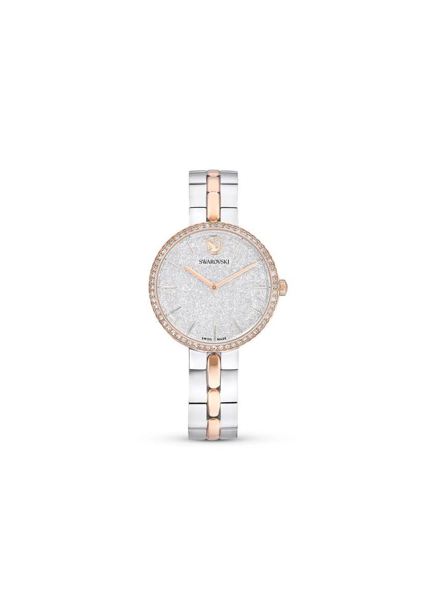 Elegante Bicolor-Armbanduhr mit Kristallen