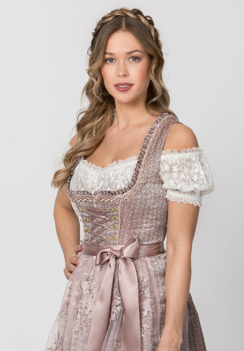 Florales Spitzen-Dirndl mit Rüschendekolleté