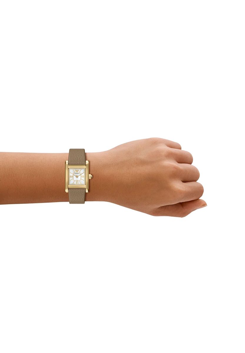 Elegante rechteckige Armbanduhr mit Lederarmband