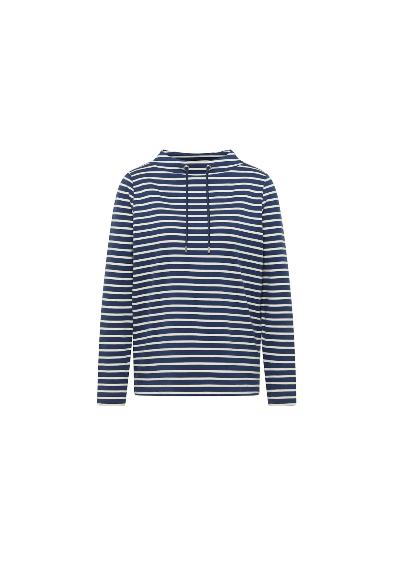 Gestreiftes Langarmshirt mit Tunnelzug-Kragen