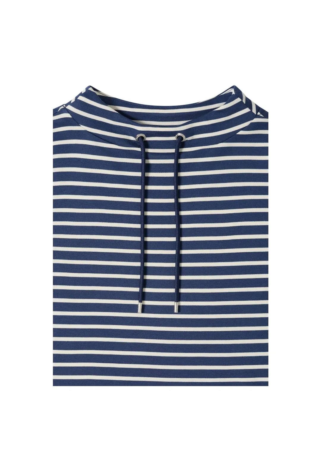 Gestreiftes Langarmshirt mit Tunnelzug-Kragen
