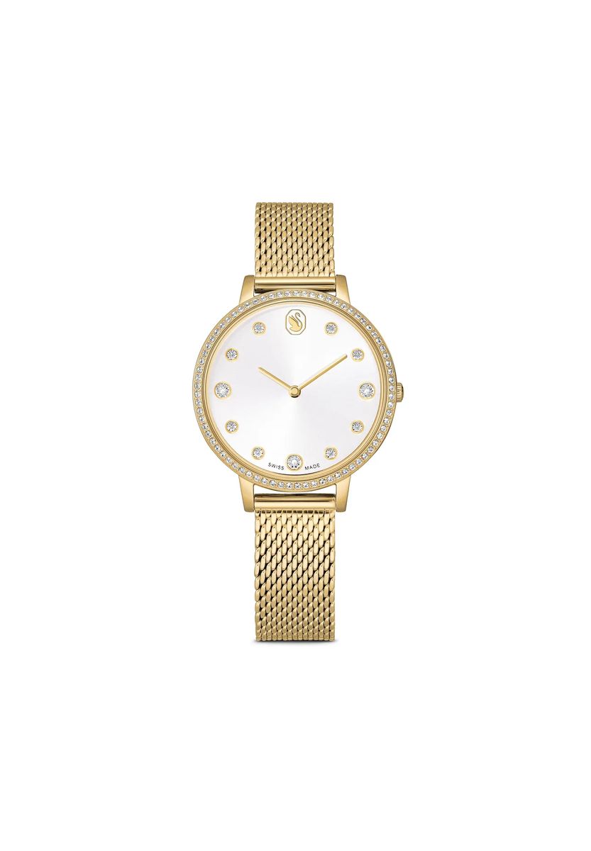 Elegante kristallbesetzte Mesh-Armbanduhr