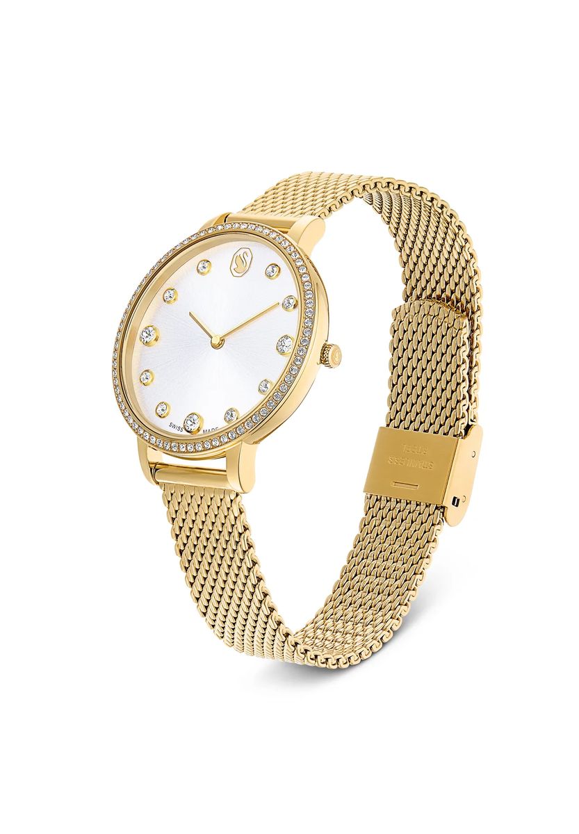 Elegante kristallbesetzte Mesh-Armbanduhr