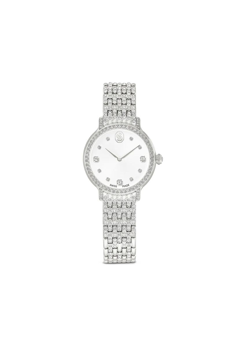 Kristall-Pavé Armbanduhr in Silber