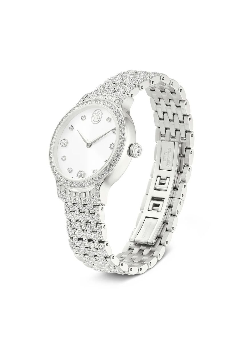 Kristall-Pavé Armbanduhr in Silber