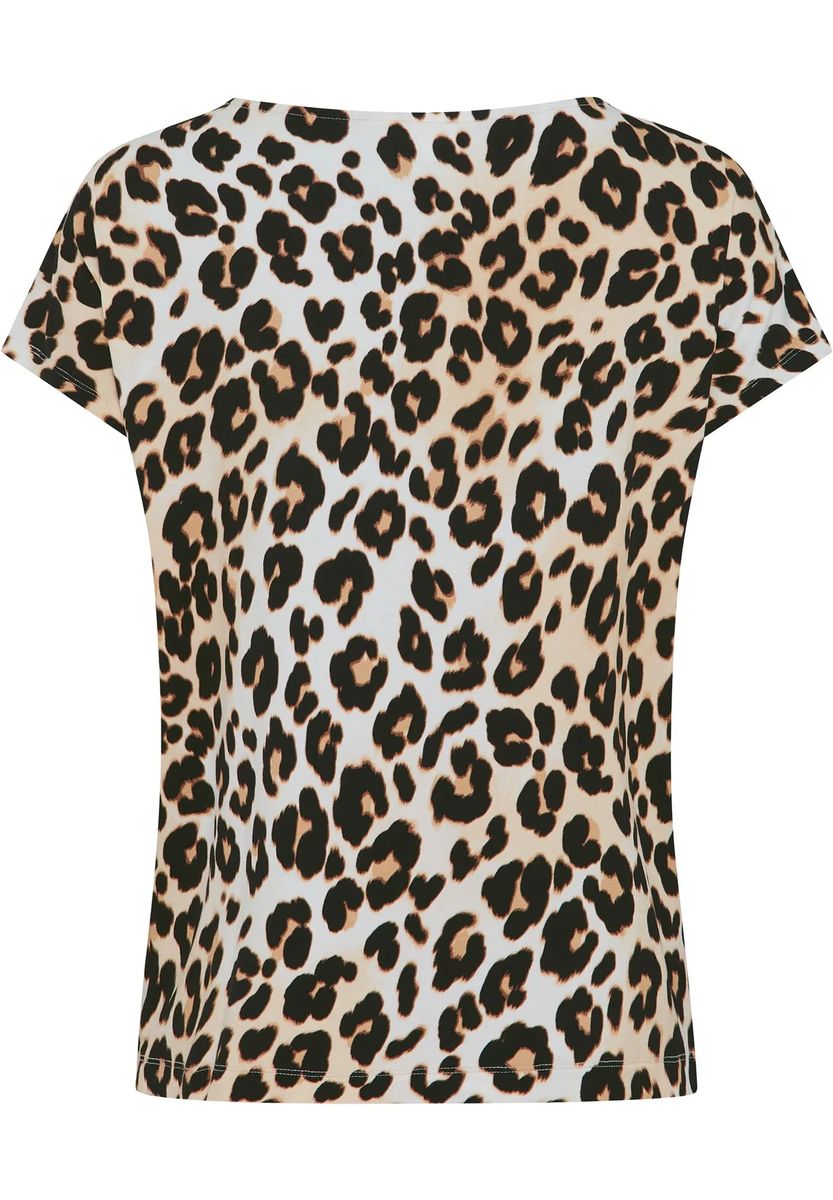 T-Shirt mit Leopardenmuster und überschnittenen Schultern