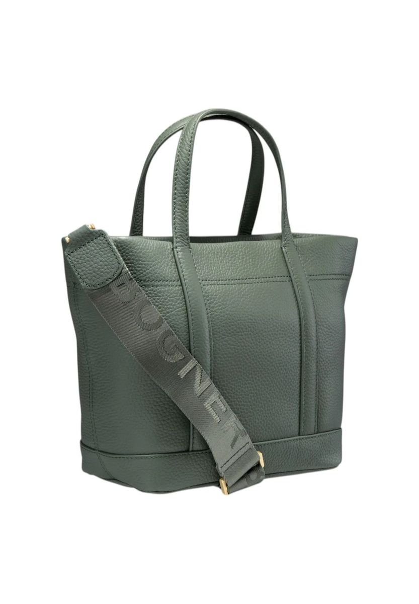 Gekörnte Leder-Shopper mit Riemen