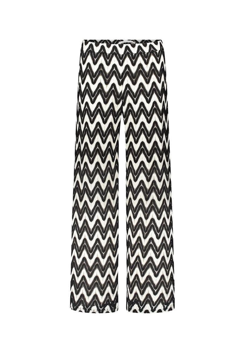 Weite Hose mit grafischem Zickzack-Muster