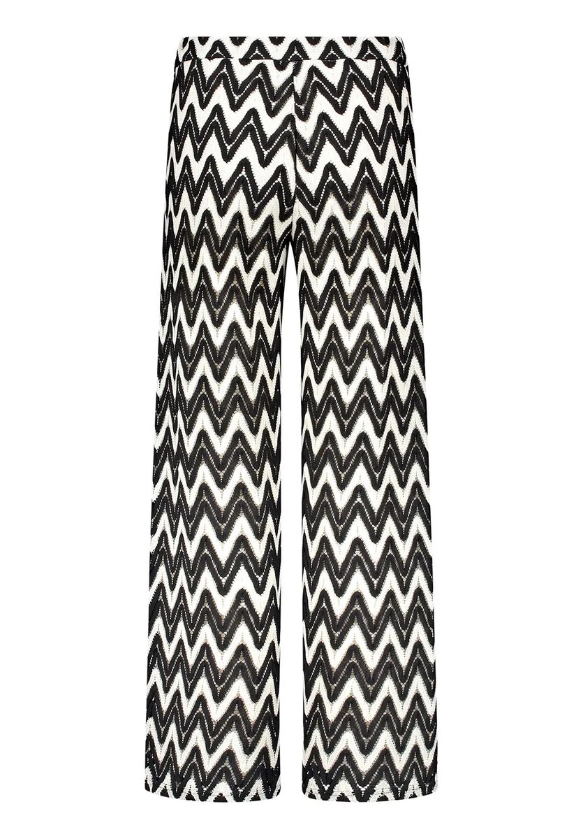 Weite Hose mit grafischem Zickzack-Muster