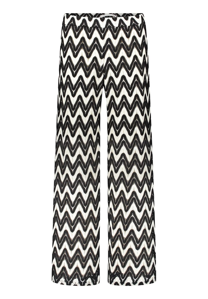 Weite Hose mit grafischem Zickzack-Muster