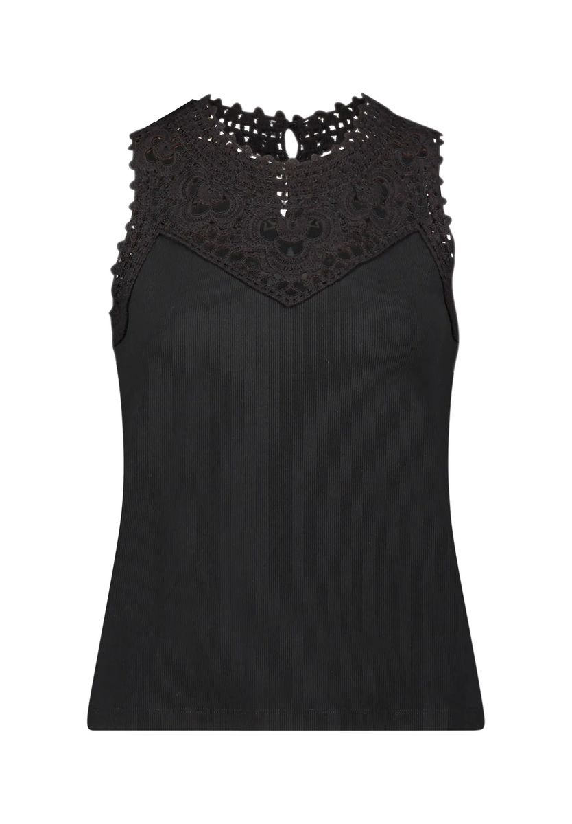 Rippshirt mit Spitzeneinsatz