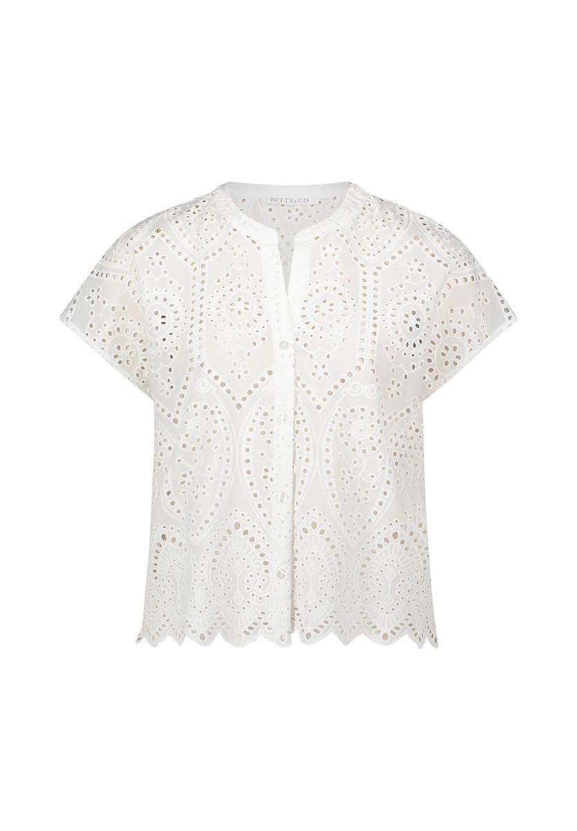 Kurzarmbluse mit Eyelet-Stickerei