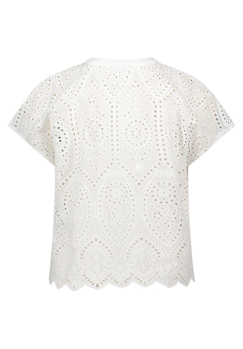 Kurzarmbluse mit Eyelet-Stickerei