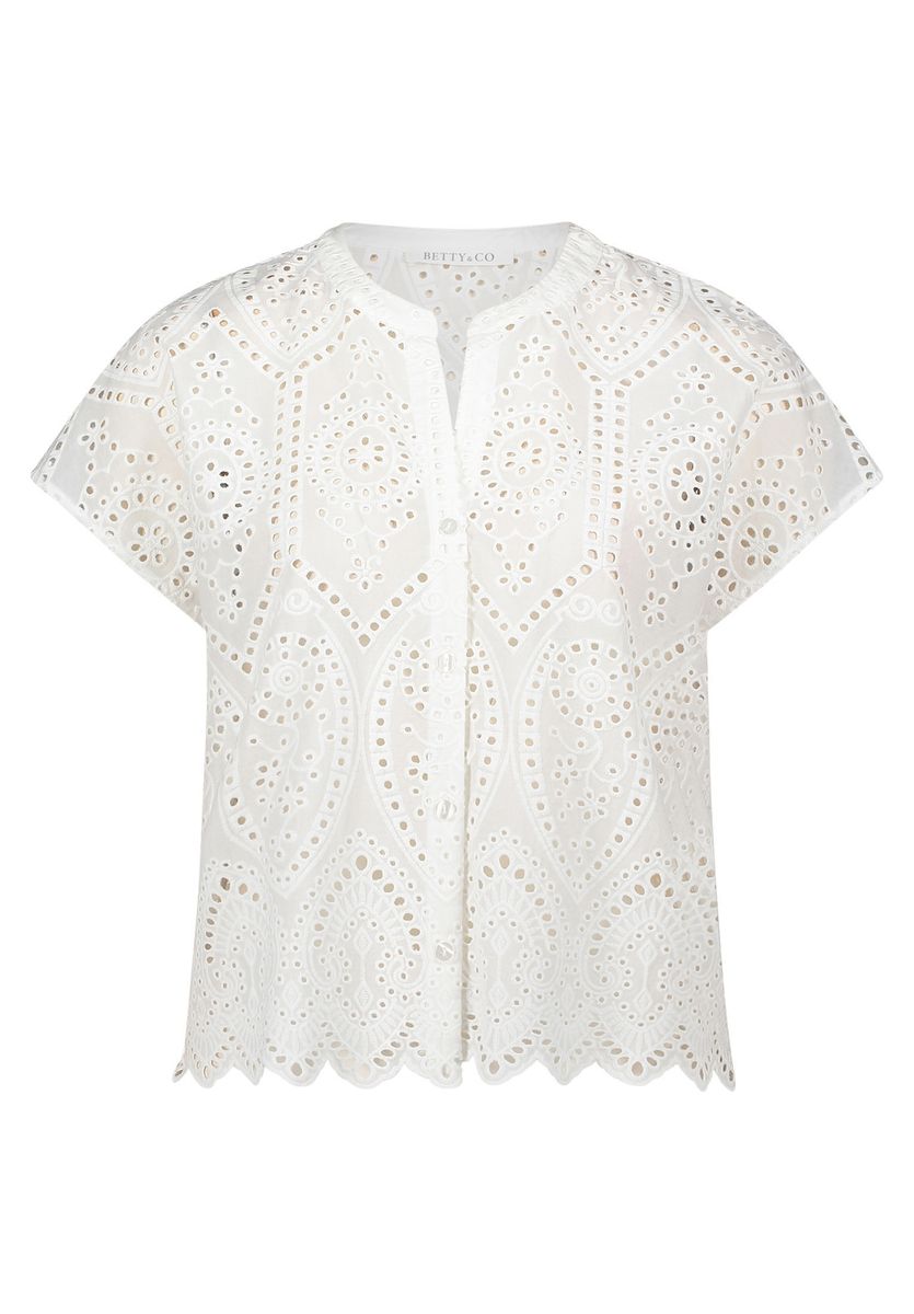 Kurzarmbluse mit Eyelet-Stickerei