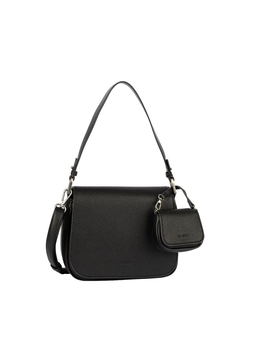 Elegante genarbte Schultertasche mit Pouch