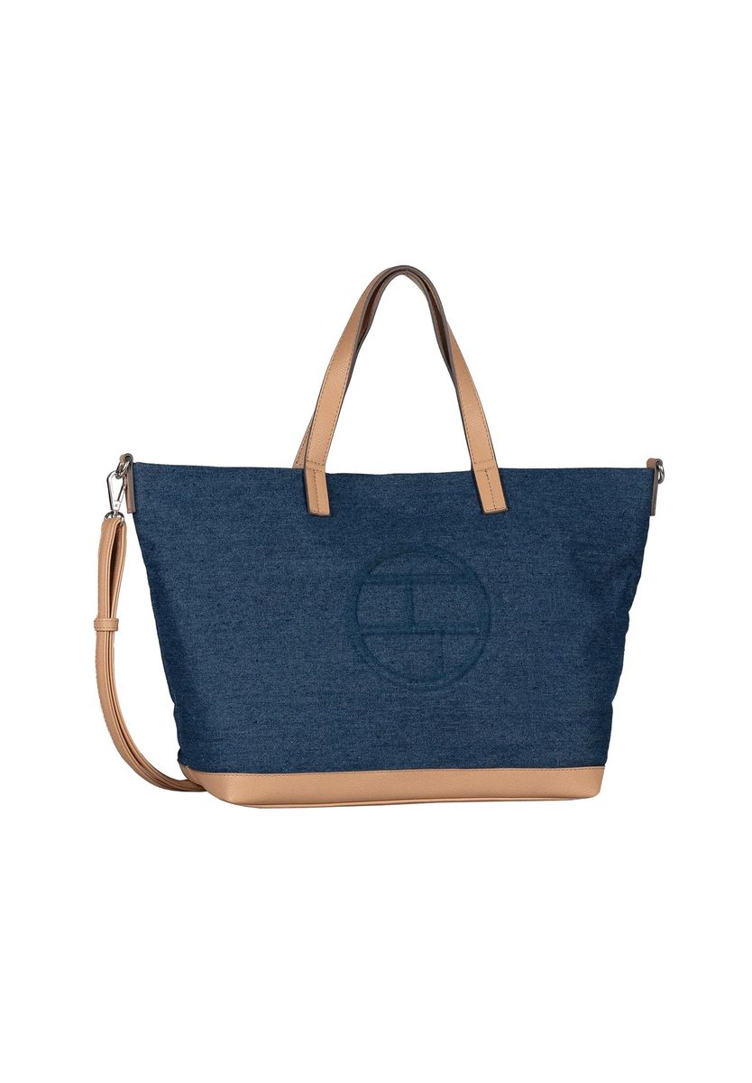 Großer Denim-Shopper mit Kunstlederbesatz
