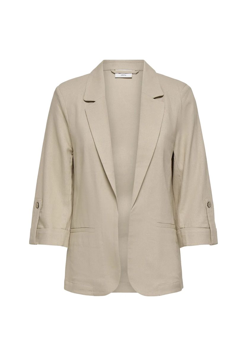 Leinen-Blazer mit krempelbaren Ärmeln