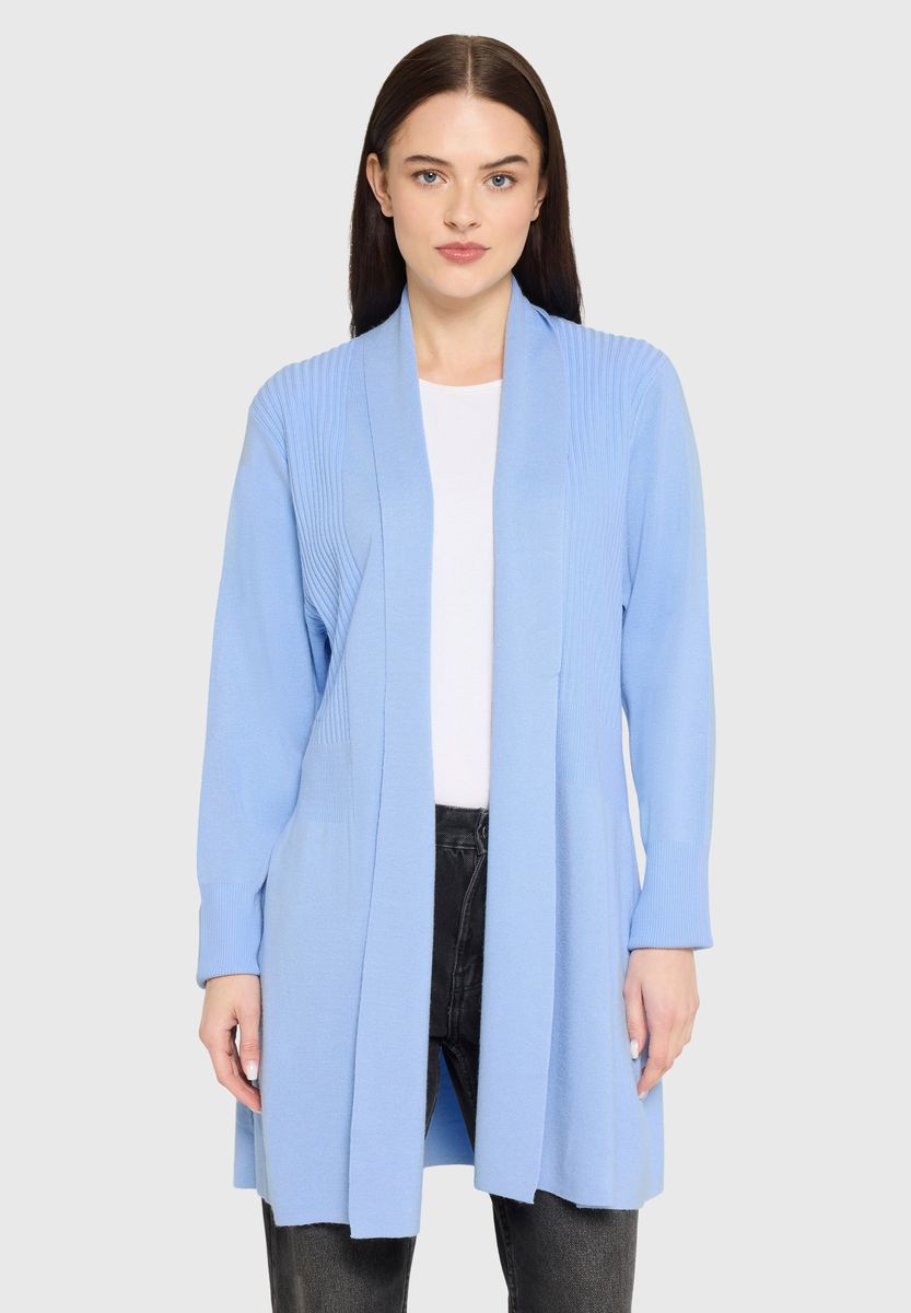 Gerippter Cardigan mit Schalkragen