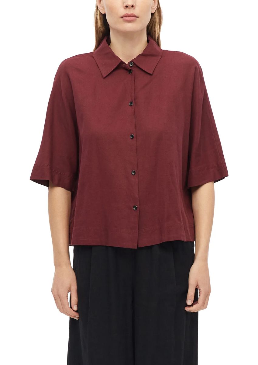 Lockere Kurzarm-Leinenbluse