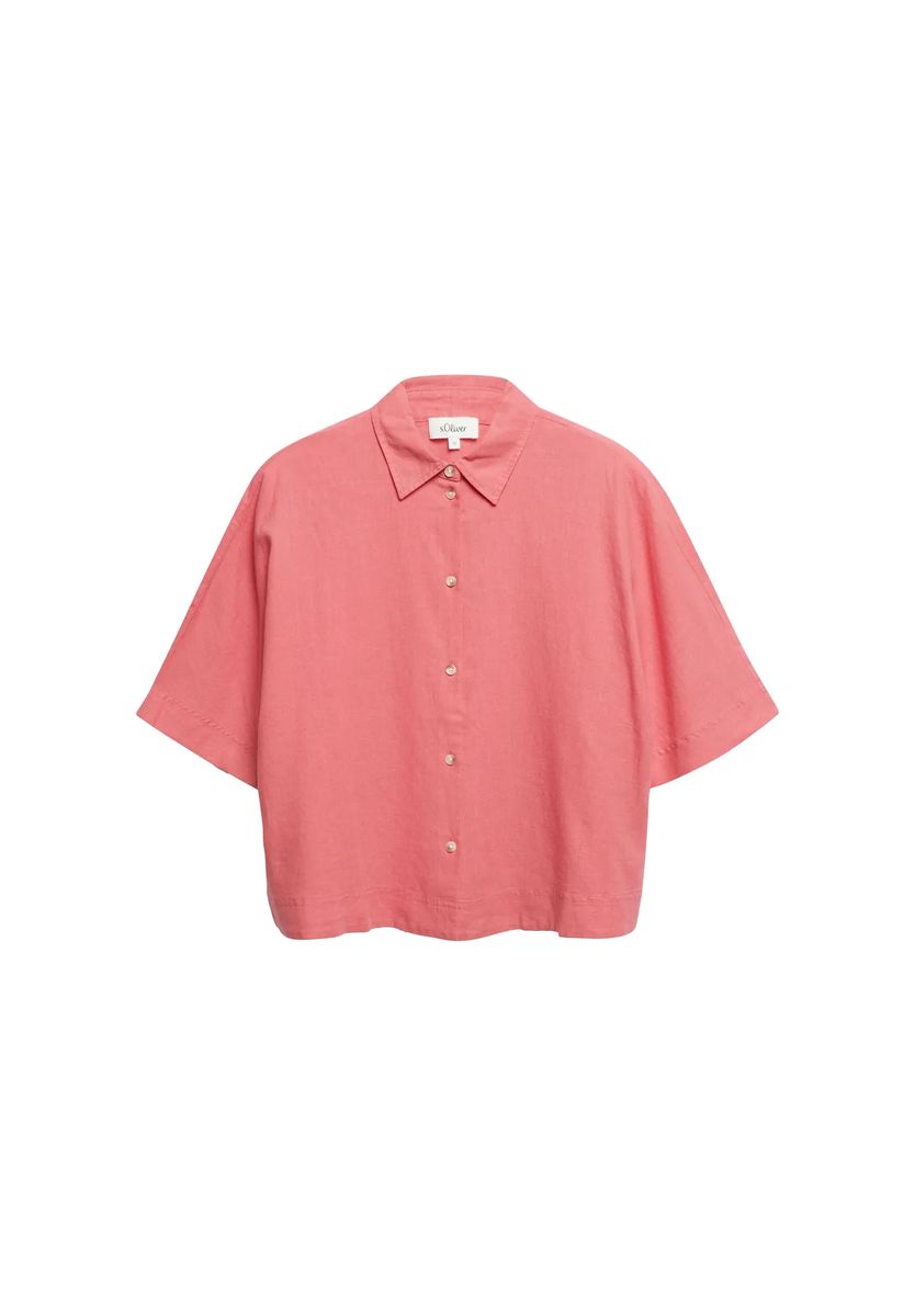 Lockere Kurzarm-Leinenbluse