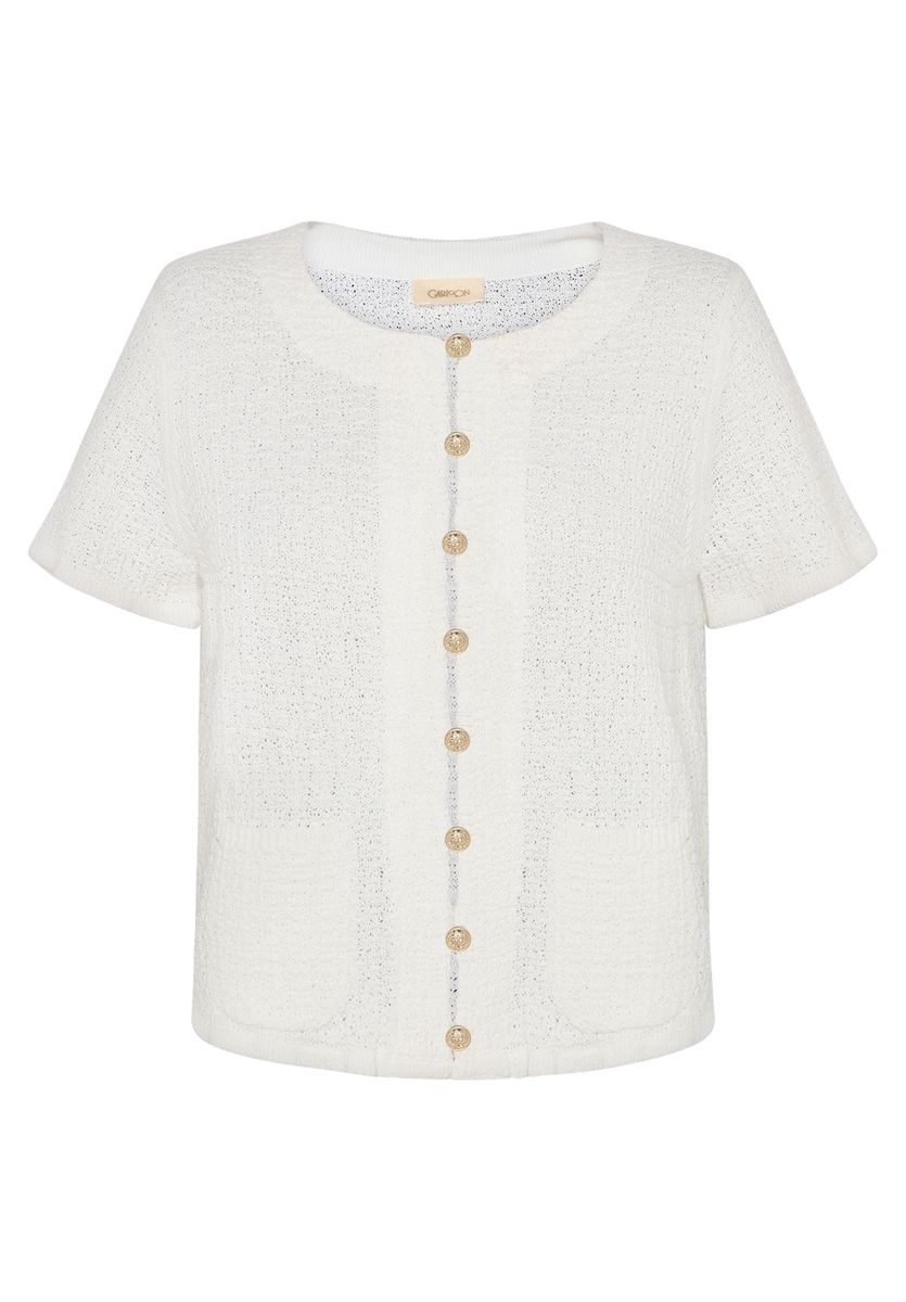 Strukturierter Kurzarm-Strickcardigan