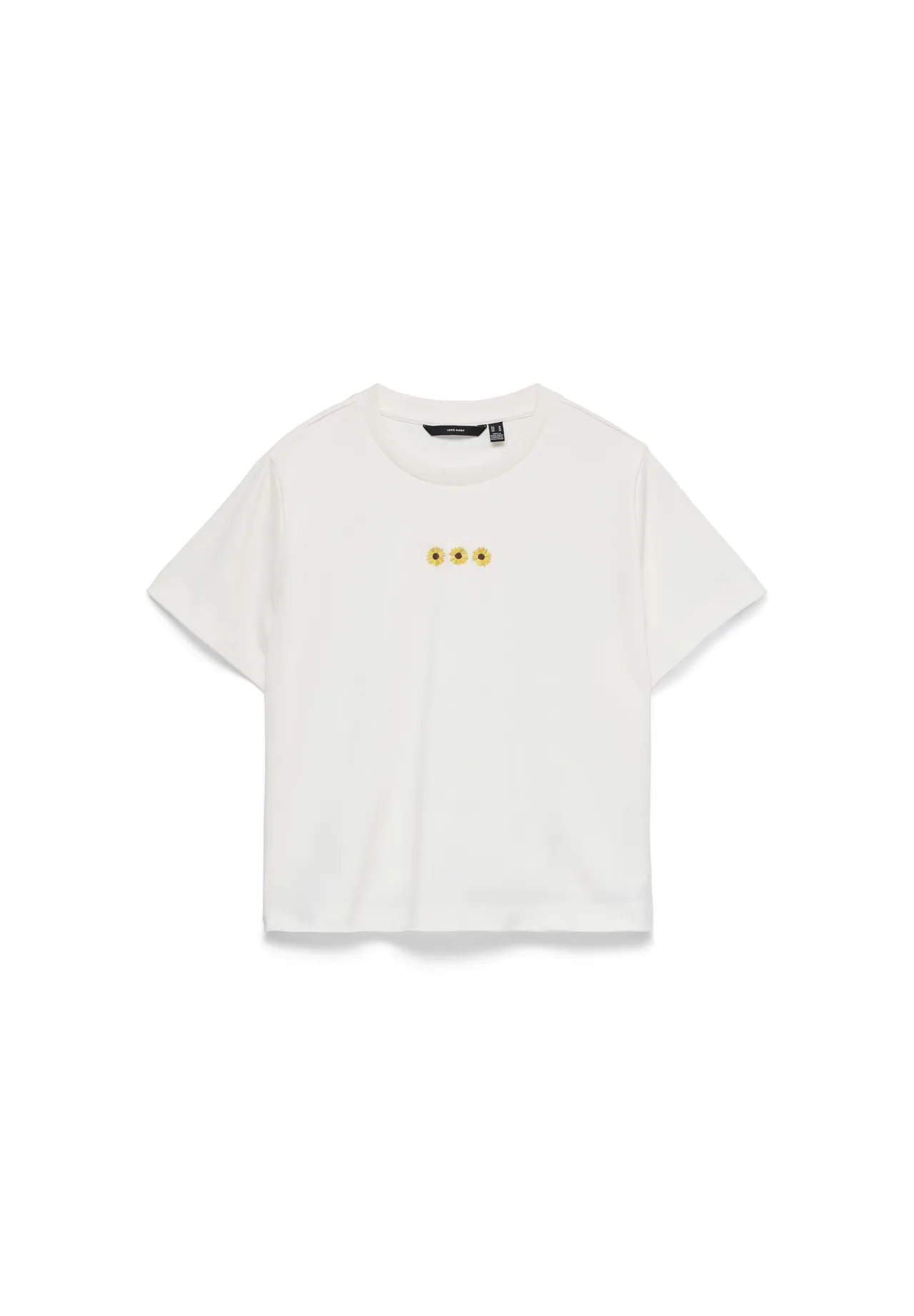 Bio-Baumwoll-T-Shirt mit Sonnenblumen-Stickerei