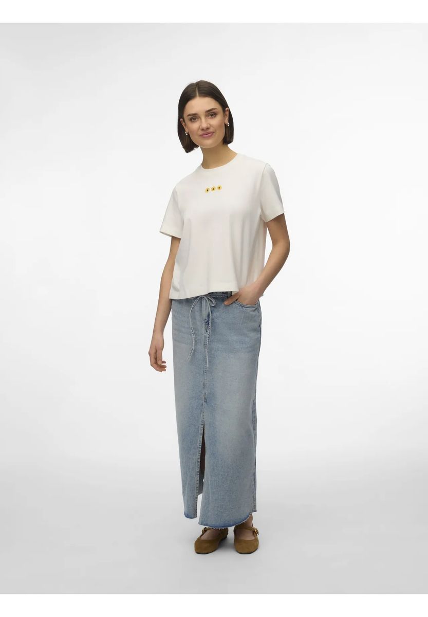 Bio-Baumwoll-T-Shirt mit Sonnenblumen-Stickerei