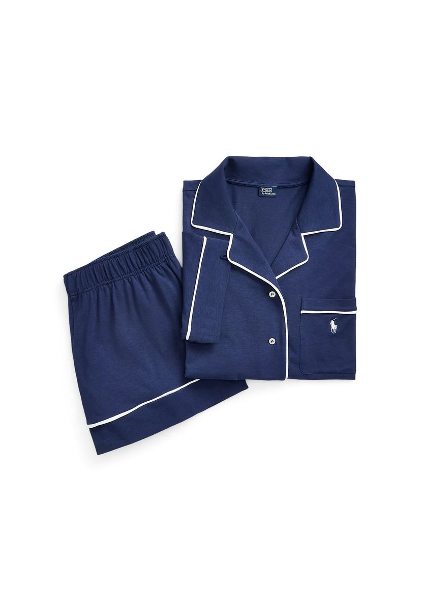 Pyjama-Set mit Kontrastpaspeln