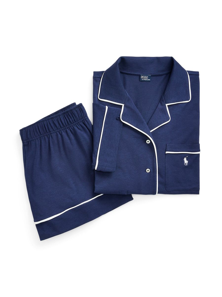 Pyjama-Set mit Kontrastpaspeln
