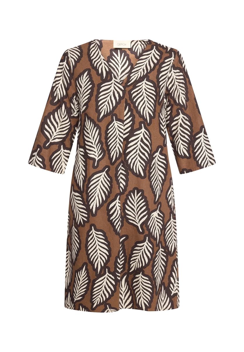 Leinenkleid mit Blättermuster