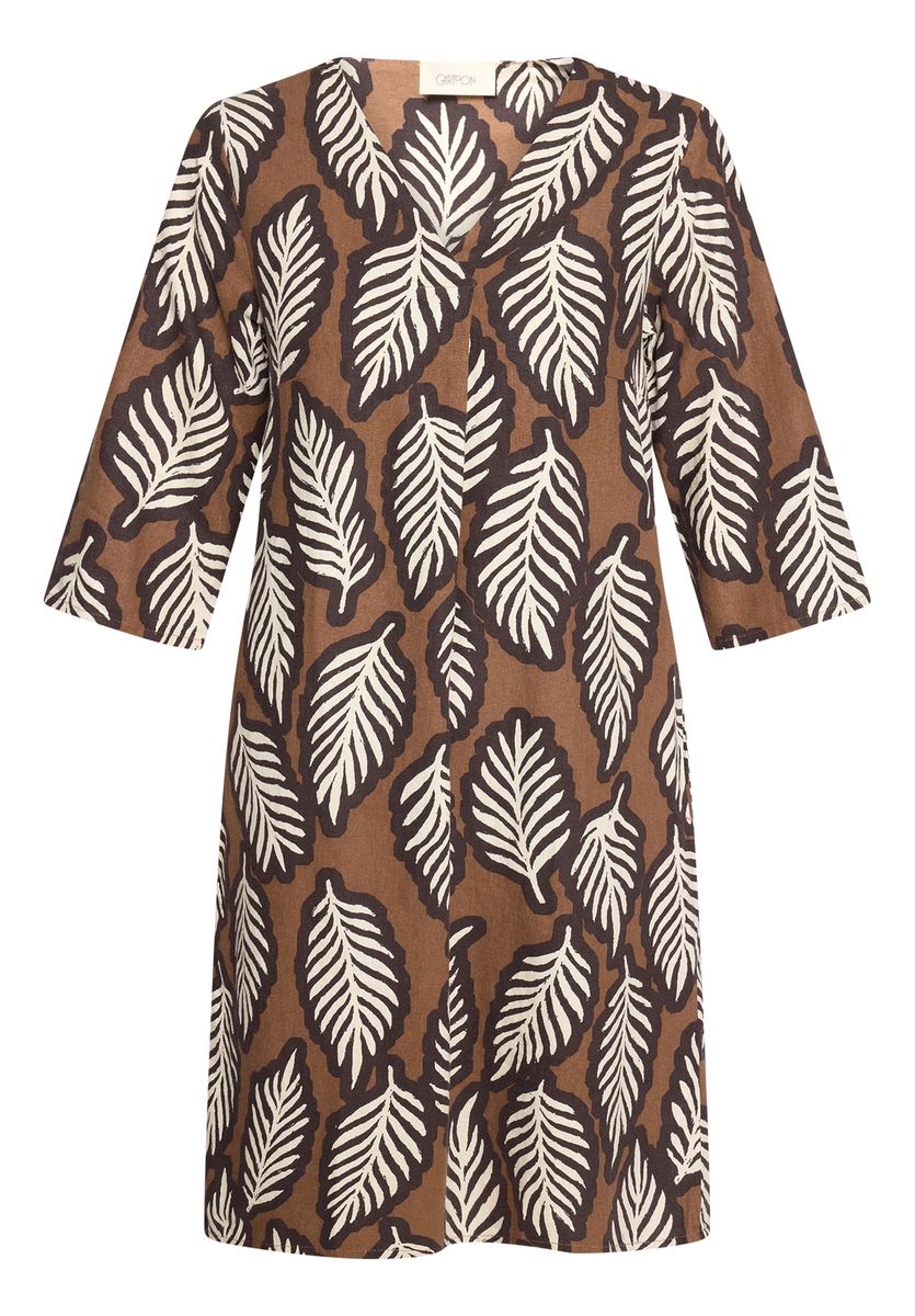 Leinenkleid mit Blättermuster