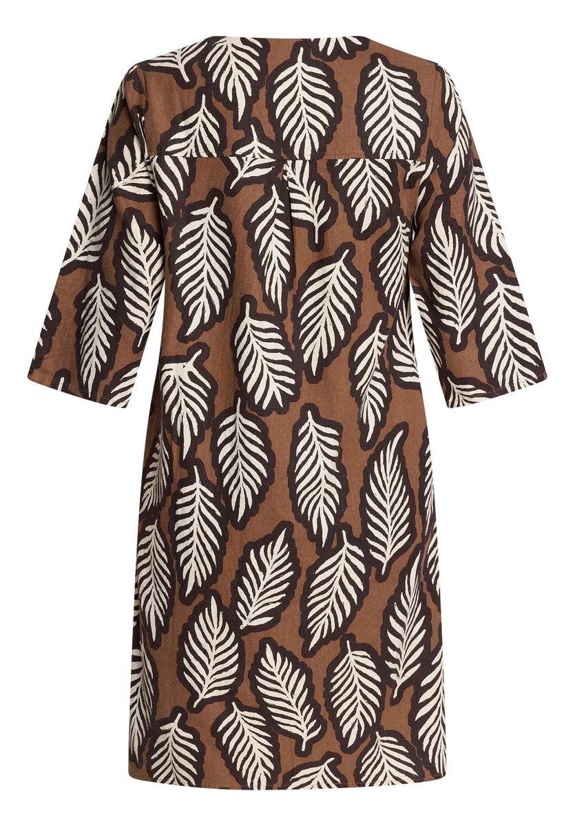 Leinenkleid mit Blättermuster