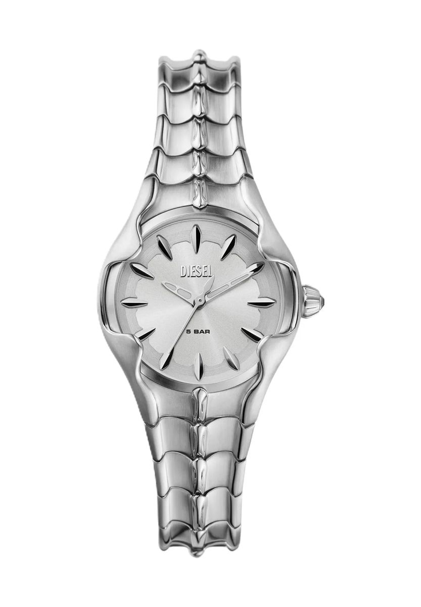 Skulpturale Metall-Armbanduhr in fließendem Design