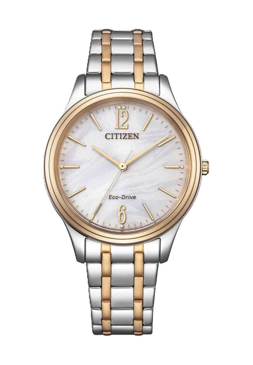 Elegante Bicolor Eco-Drive Armbanduhr