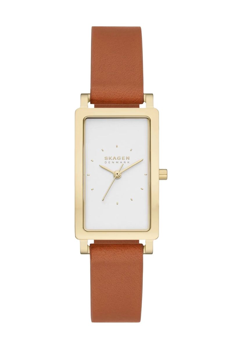 Elegante rechteckige Armbanduhr mit Lederband