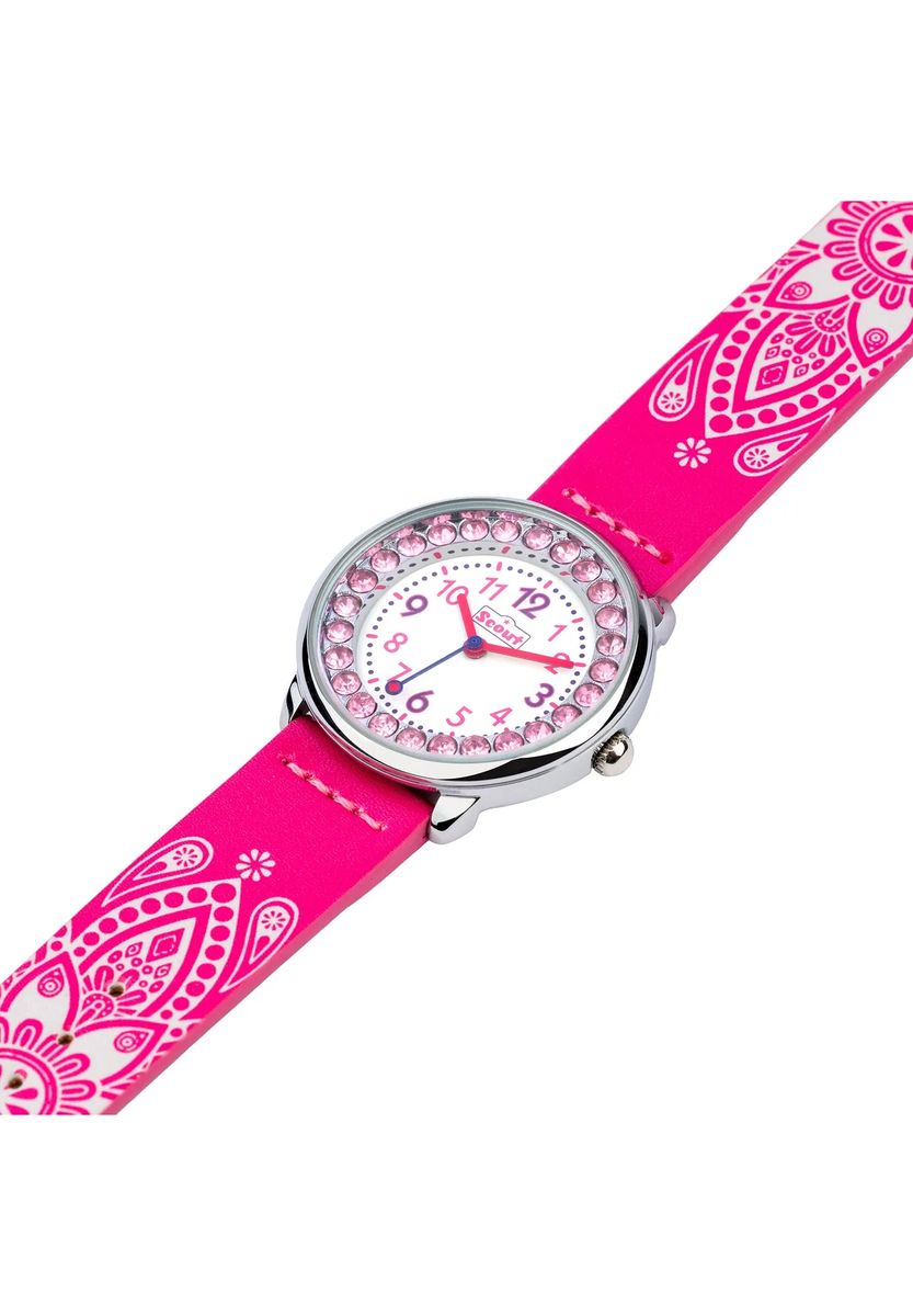 Funkelnde Analoguhr mit Ornament-Muster