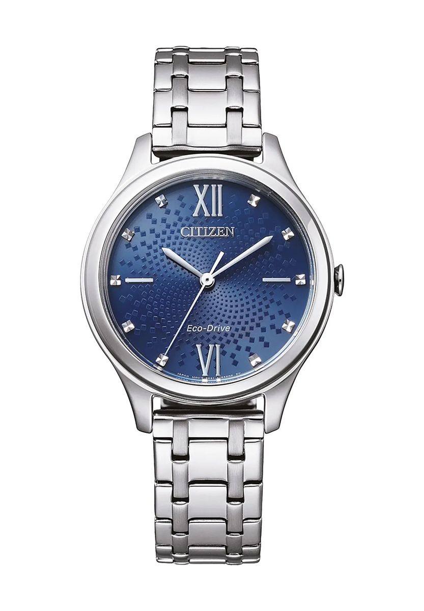 Elegante Eco-Drive Uhr mit blauem Zifferblatt