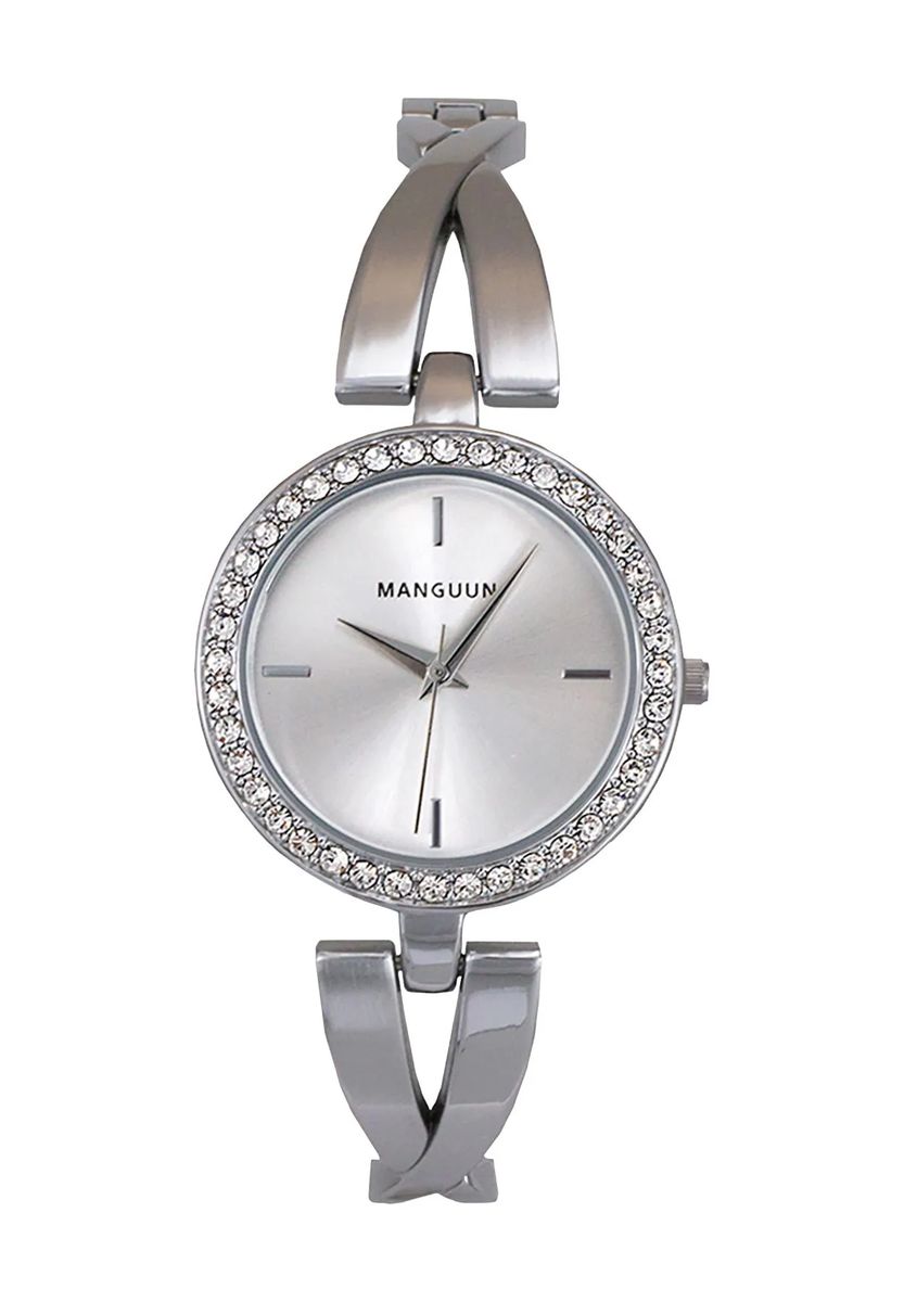 Elegante Armreif-Uhr mit Kristallbesatz