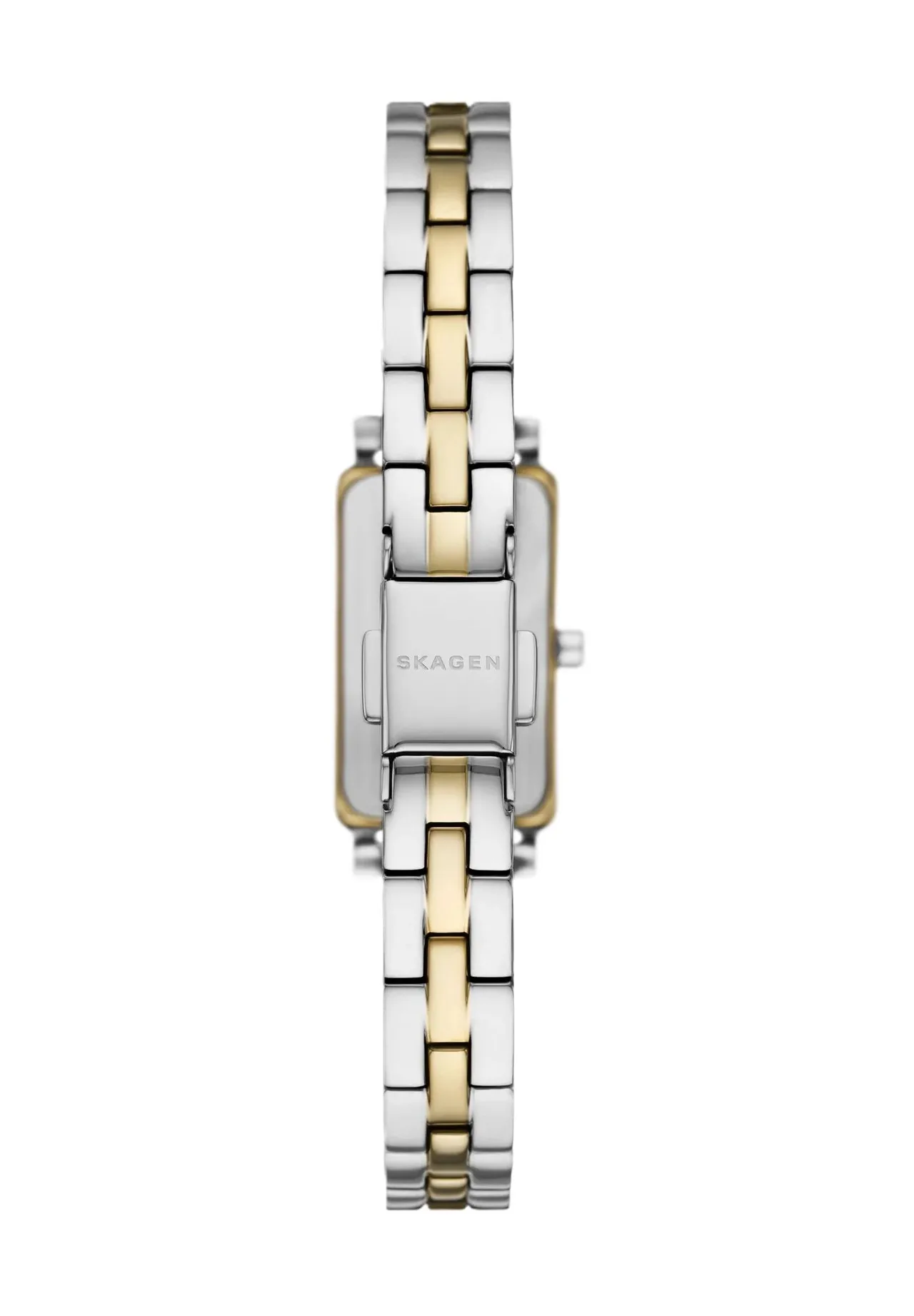 Elegante rechteckige zweifarbige Gliederarmband-Uhr