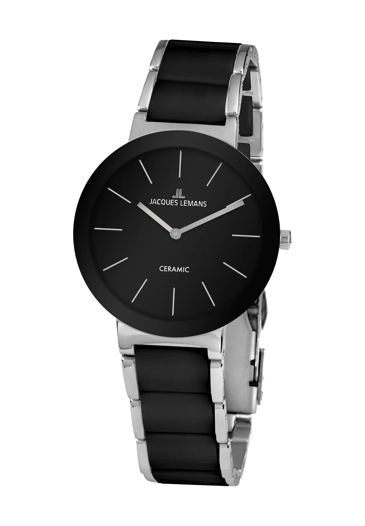 Minimalistische Keramik- und Edelstahl-Uhr
