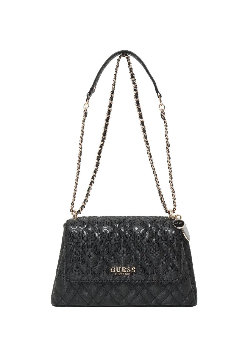 Gesteppte Logo-Schultertasche mit Kette
