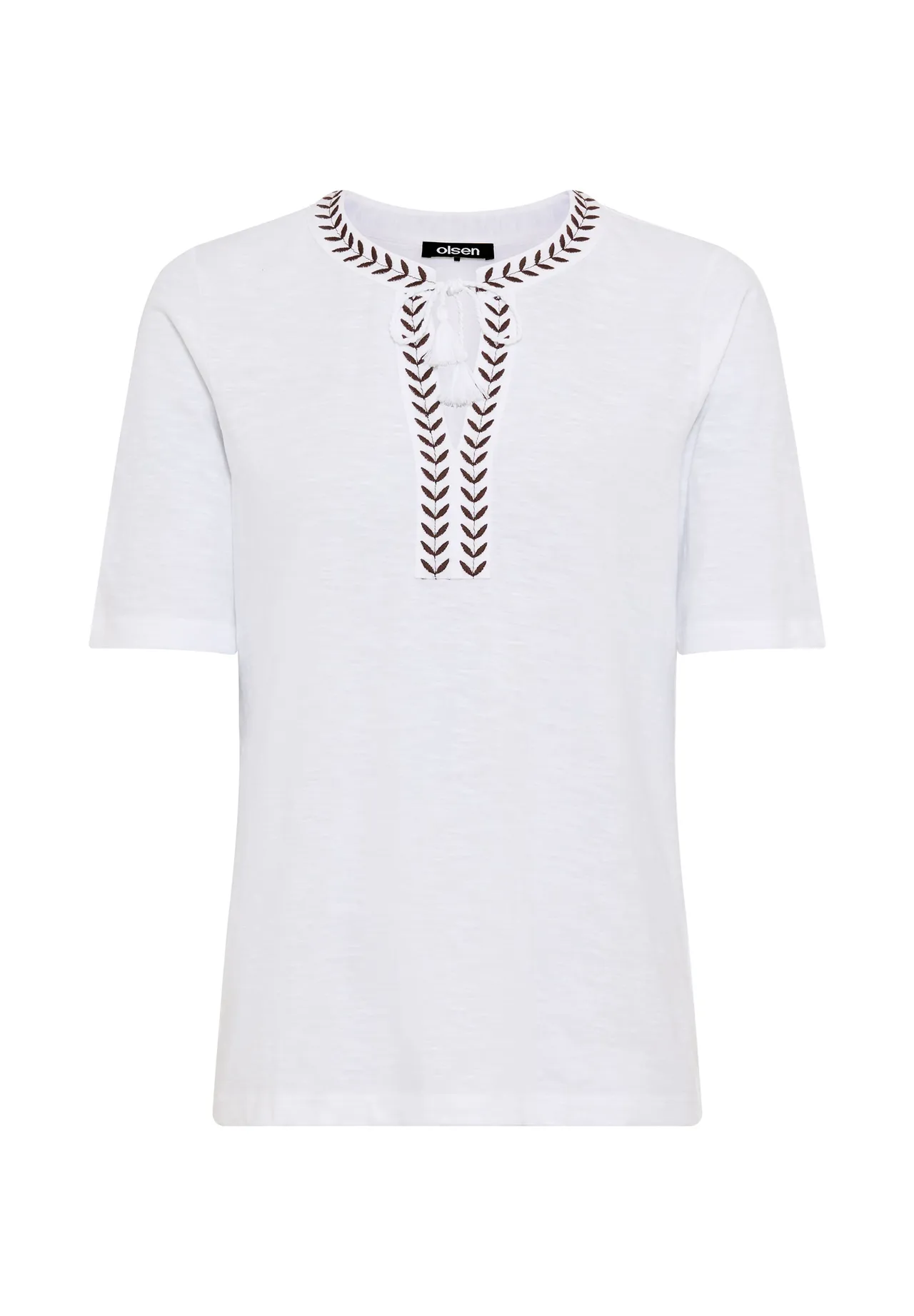 T-Shirt mit Stickerei und Tunika-Ausschnitt