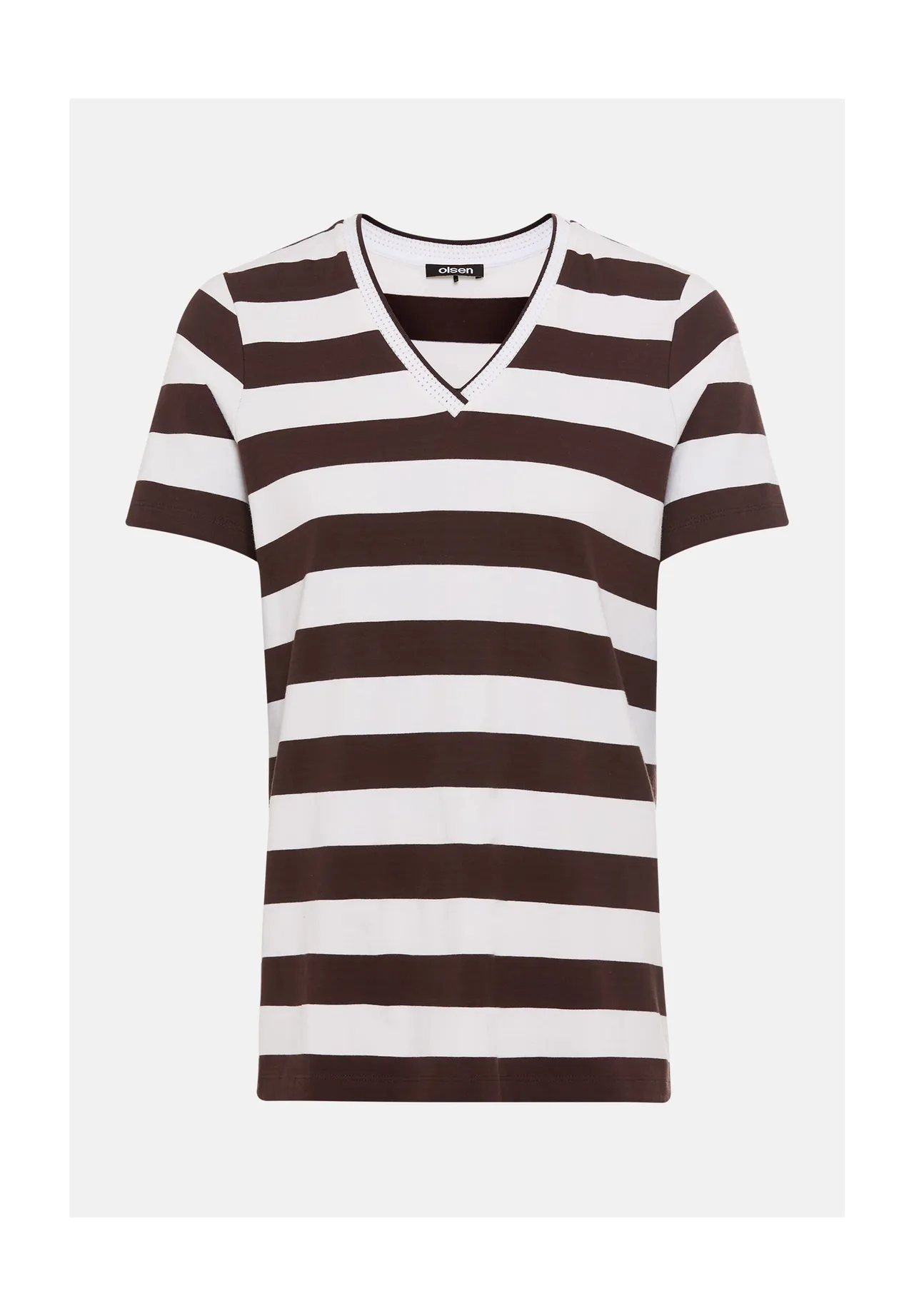 Gestreiftes V-Neck Baumwoll-T-Shirt