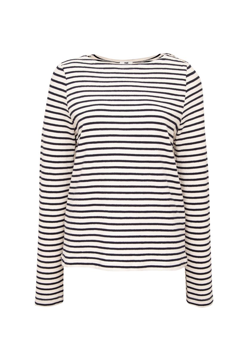 Klassisches gestreiftes Longshirt mit U-Boot-Ausschnitt