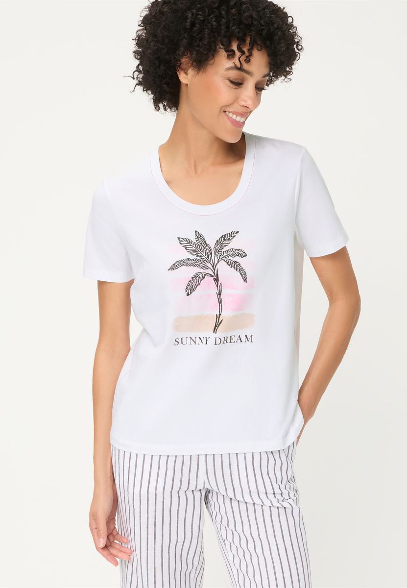 T-Shirt mit tropischem Palmen-Print