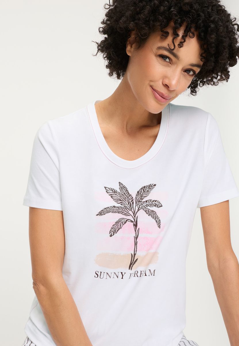 T-Shirt mit tropischem Palmen-Print