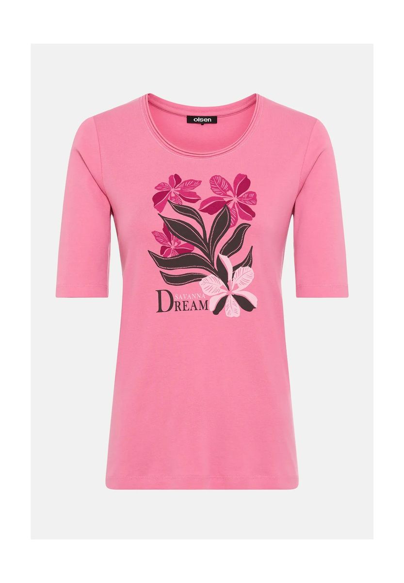 Baumwollshirt mit floralem Grafikprint