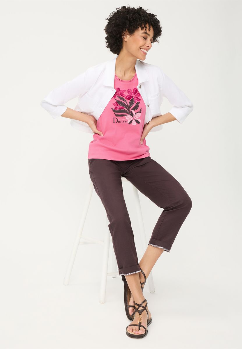 Baumwollshirt mit floralem Grafikprint